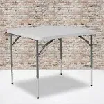 Kathryn 2.79-Foot Square Height Adjustable Granite White Plastic Folding Table