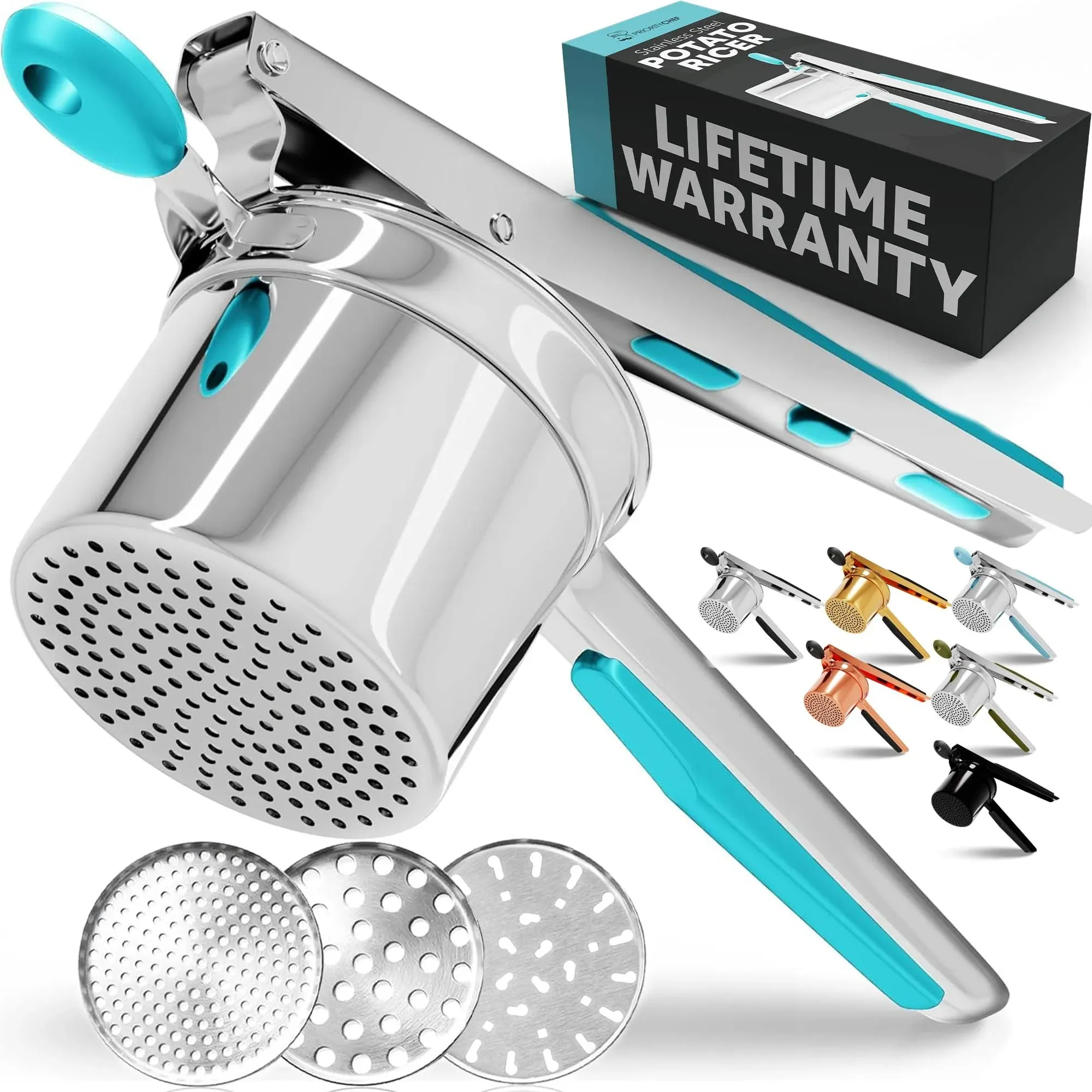 Potato Ricer with 3 Discs Turquoise