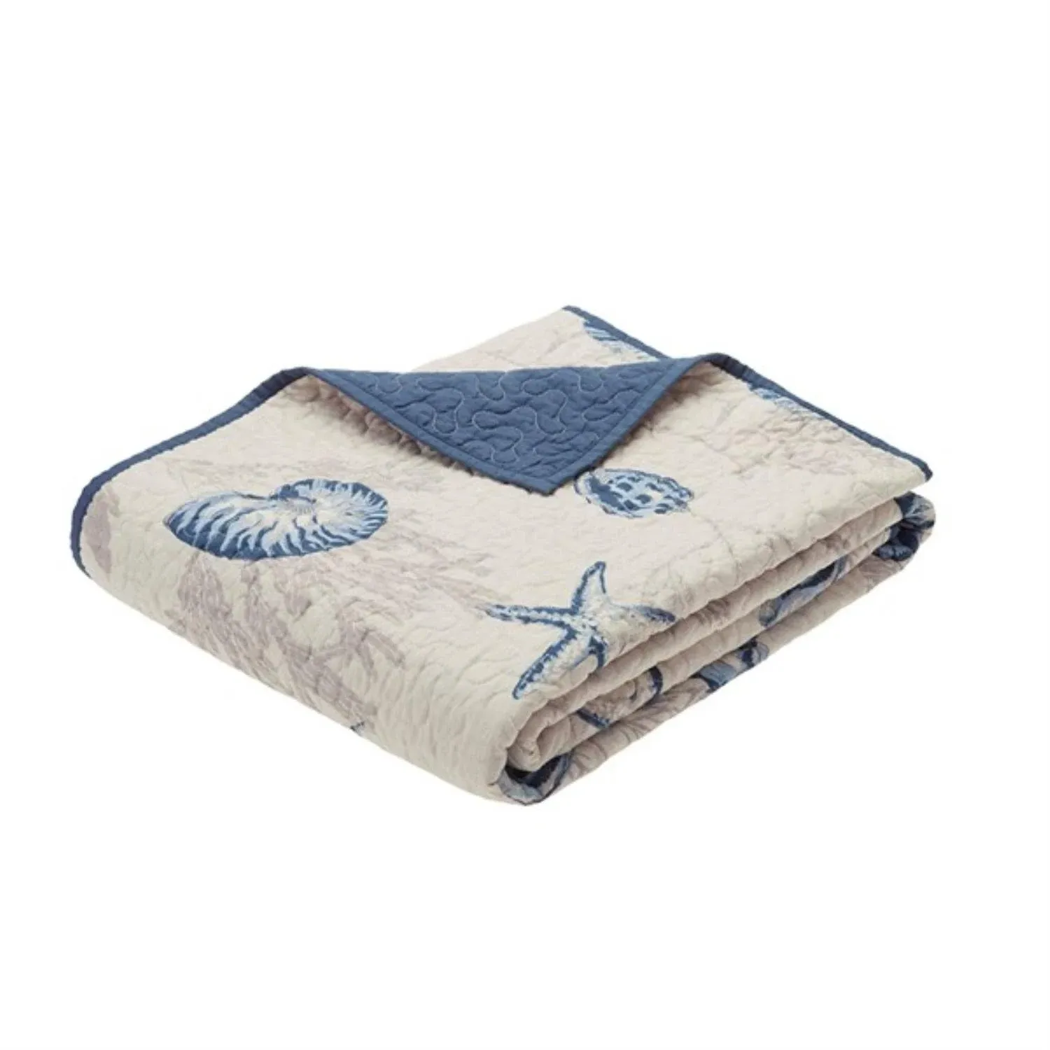 Madison Park Bayside Oversized Quilted Throw Blue