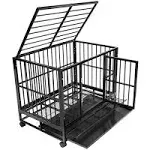 OPEN BOX - 42&#034; Heavy Duty Dog Cage Crate Kennel - Black