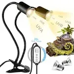 Reptile Heat Lamp with Clamp, UVA UVB Reptile Light with Intelligent Cycle Timer