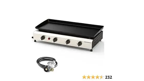 30 Inch 4 Burner BBQ Gas Grill Griddle, Stainless Steel Portable Detachable 40,000 BTU Table Top Propane Barbecue Grill for Camping or Tailgating (Only Griddle)