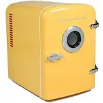 Frigidaire PortableRetro6<wbr/>can MiniCooler EFMIS151Built inBluetoothRSp<wbr/>eaker Yellow