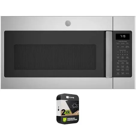 GE JVM7195SKSS 1.9 Cu. ft. Over-the-Range Sensor Microwave Oven Stainless Steel Bundle with Premium 2 Yr CPS Enhanced Protection Pack