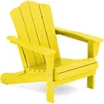 KINGYES Folding Adirondack Chair, HDPE All-Weather Folding Adirondack Chair- Yellow