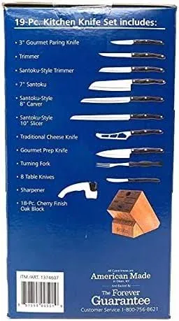 Cutco 19 Pc Kitchen Knife Set Cherry Wood Stand