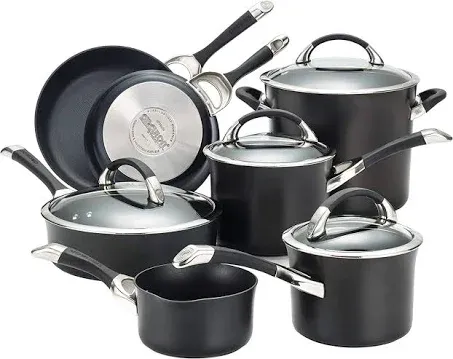 Circulon Symmetry Hard Anodized Nonstick 11-Piece Cookware Set, Black