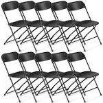 10 Pack Black Plastic Folding Chairs,Portable Party Chairs Stackable Commercial Folding Chairs with Steel Frame for Home Office Outdoor Indoor Office Wedding Party Events,350lbs Capacity