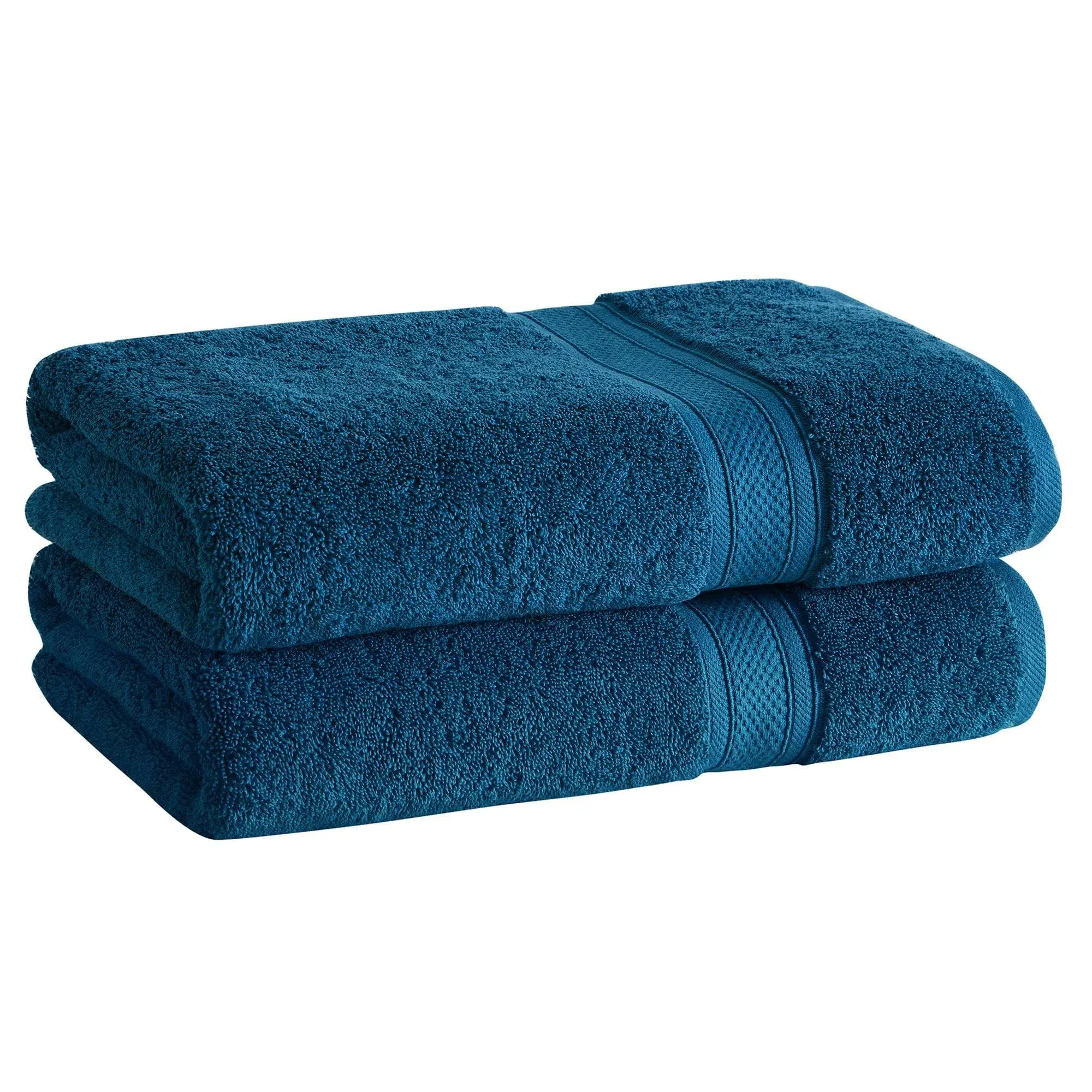 CANNON 100% Cotton Low Twist Hand Towels (18'' Lx30'' W), 550 GSM, Highly Absorbent, Super Soft and Fluffy (2 Pack, Peacock Blue), (MSI017900)