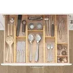 SpaceAid Bamboo Drawer Dividers with Inserts and Labels Kitchen Adjustable Drawer Organizers