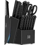 Knife Sets for Kitchen with Block, HUNTER.DUAL 15 Piece Knife Set with Built-...