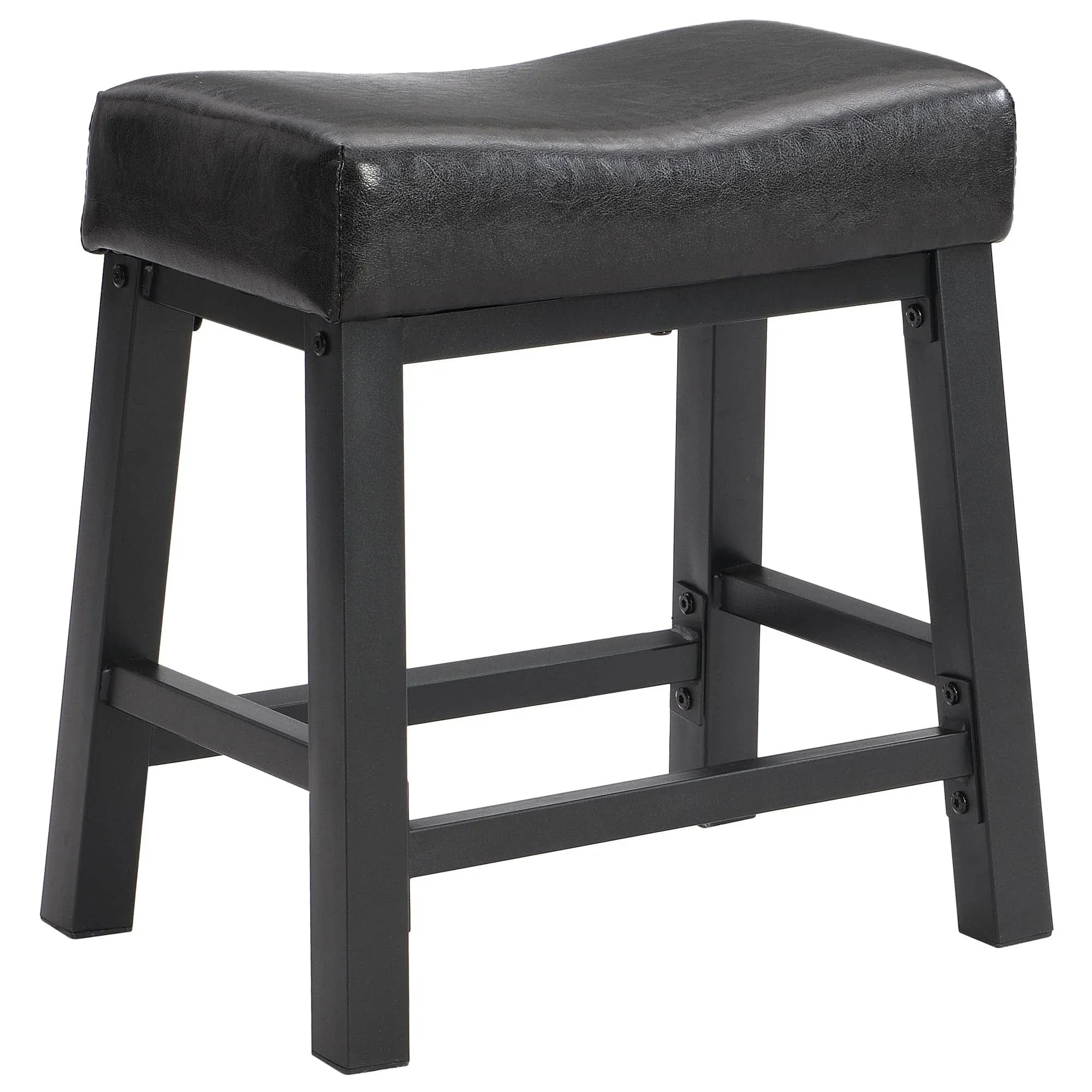 Ehemco Heavy-duty Padded Faux Leather Saddle Seat Kitchen Counter Height Barstools, 24.8 Inches