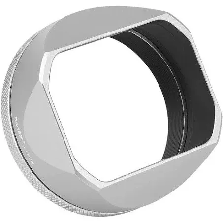 Haoge LH-X54W Metal Rectangular Lens Hood with 49 mm Adapter Ring for Fujifilm x100vi Fuji FinePix X100V Camera Lens Silver