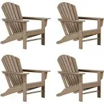 WestinTrends All-Weather Contoured Outdoor Poly Adirondack Chair Set of 4 - Weathered Wood