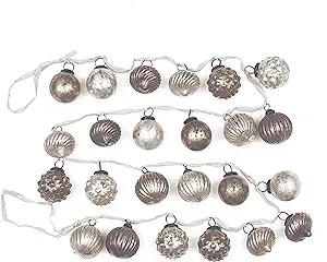 Creative Co-Op Embossed Mercury Glass Small Ornament Garland, 72" Long