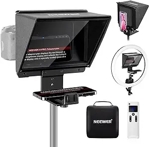 NEEWER Teleprompter for Camera & Smartphone, 9 Inch All Metal, Remote Control Via NEEWER Teleprompter APP Bluetooth Connection, Prompting Compatible with iPhone & iPad 9.7 Inch or Smaller, X1 Pro