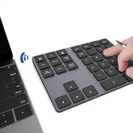 Bluetooth Number Pad, Wireless Numeric Keypad, USB-C Rechargeable External 34-Keys Numpad, Financial Data Entry Keyboard for iMac, MacBook Air/Pro, PC Desktop, Laptop Notebook