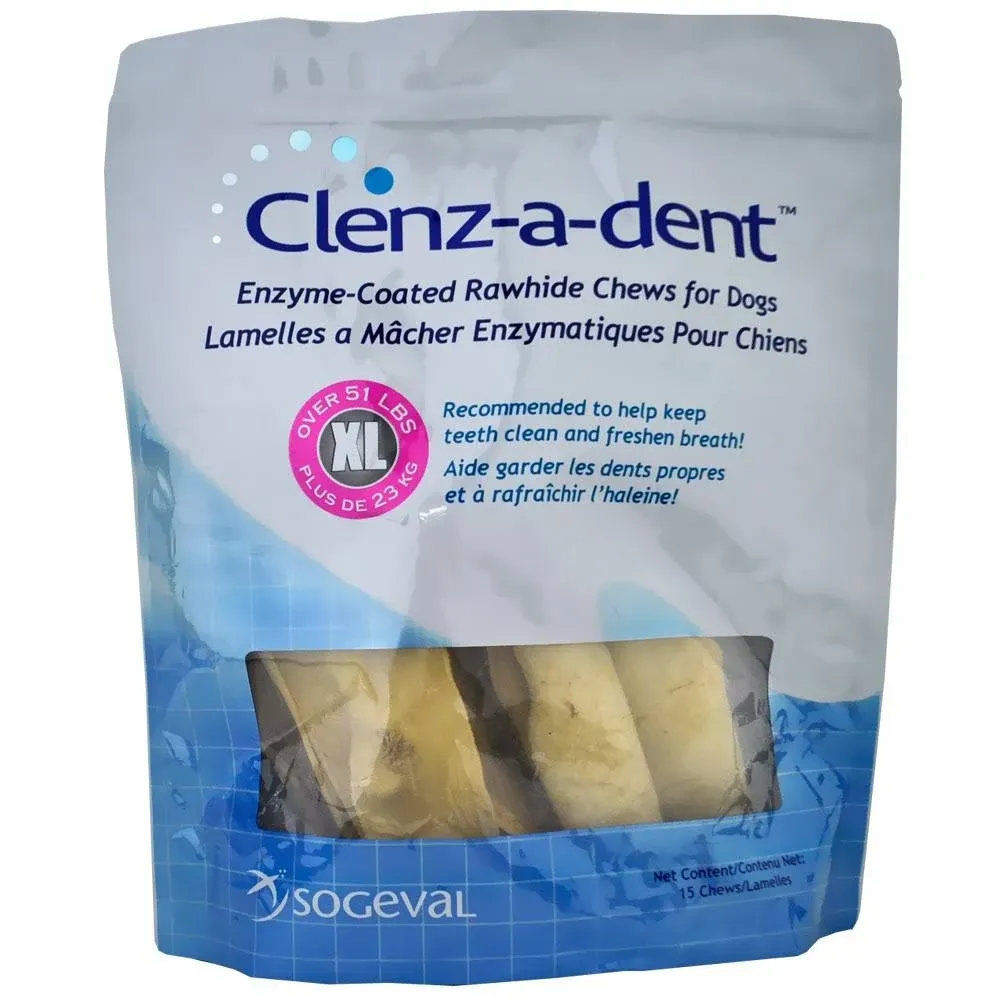 Clenz-A-Dent Rawhide Chews For Extra Large Dogs, 15 Chews