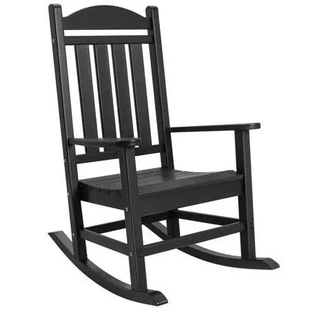 Outdoor Patio Rocking Chair, Weather Resistant Oversized Porch Rocker,Black