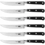 Cooks Standard Steak Knives Set 6-Piece, High Carbon Stainless Steel Classic Sharp Kitchen Steak Knife, Ergonomic Handle,Black