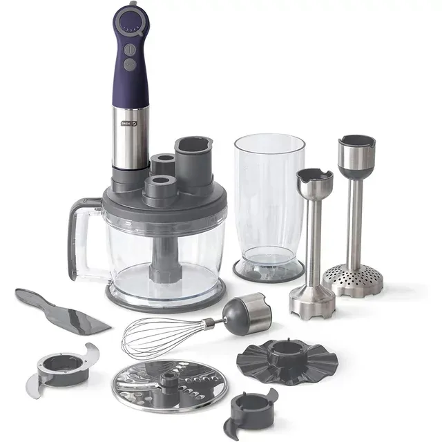 Dash Chef Series Deluxe Immersion Hand Blender, 5 Speed Stick Blender, Stainless Steel Blades, Dough Hooks, Food Processor, Grate, Mash, Slice, Whisk