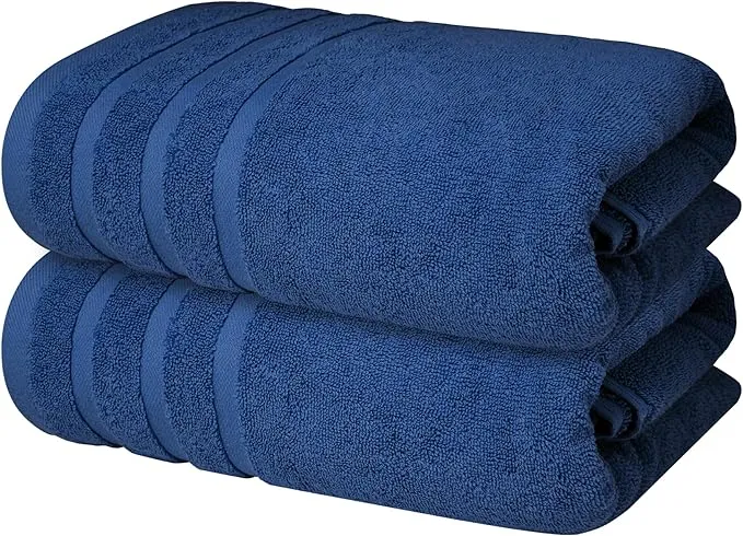 Infinitee Xclusives 100% Cotton Luxury Bath Towels Set of 2 (27x54 Inches), Soft, Absorbent, Quick Dry, Perfect Towels for Bathroom, Gym, Spa & Hotel |Tranquil Navy|