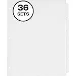 Avery Write-On Plain Tab Dividers, 5-Tab, 36 Sets, White