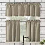 No. 918 Martine Microfiber Semi-Sheer Kitchen Curtain Valance and Tiers Set