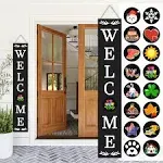 Welcome Sign for Front Porch Standing, 47 X 7.9 Inch Welcome Door Sign with 16 