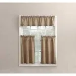 No. 918 Martine Microfiber 3PC Kitchen Curtain Set, 54" x 36", Taupe