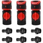 Eden 93218 Premium Garden Connect with Shutoff Valve and Water Stop & Lock Feature Quick Release Kit Hose Fittings and Adapters, (3 Sets/ 9 Pc)