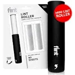 Flint Classic Retractable Lint Roller - Refillable Travel Lint Roller - 90 Sheets (Black)