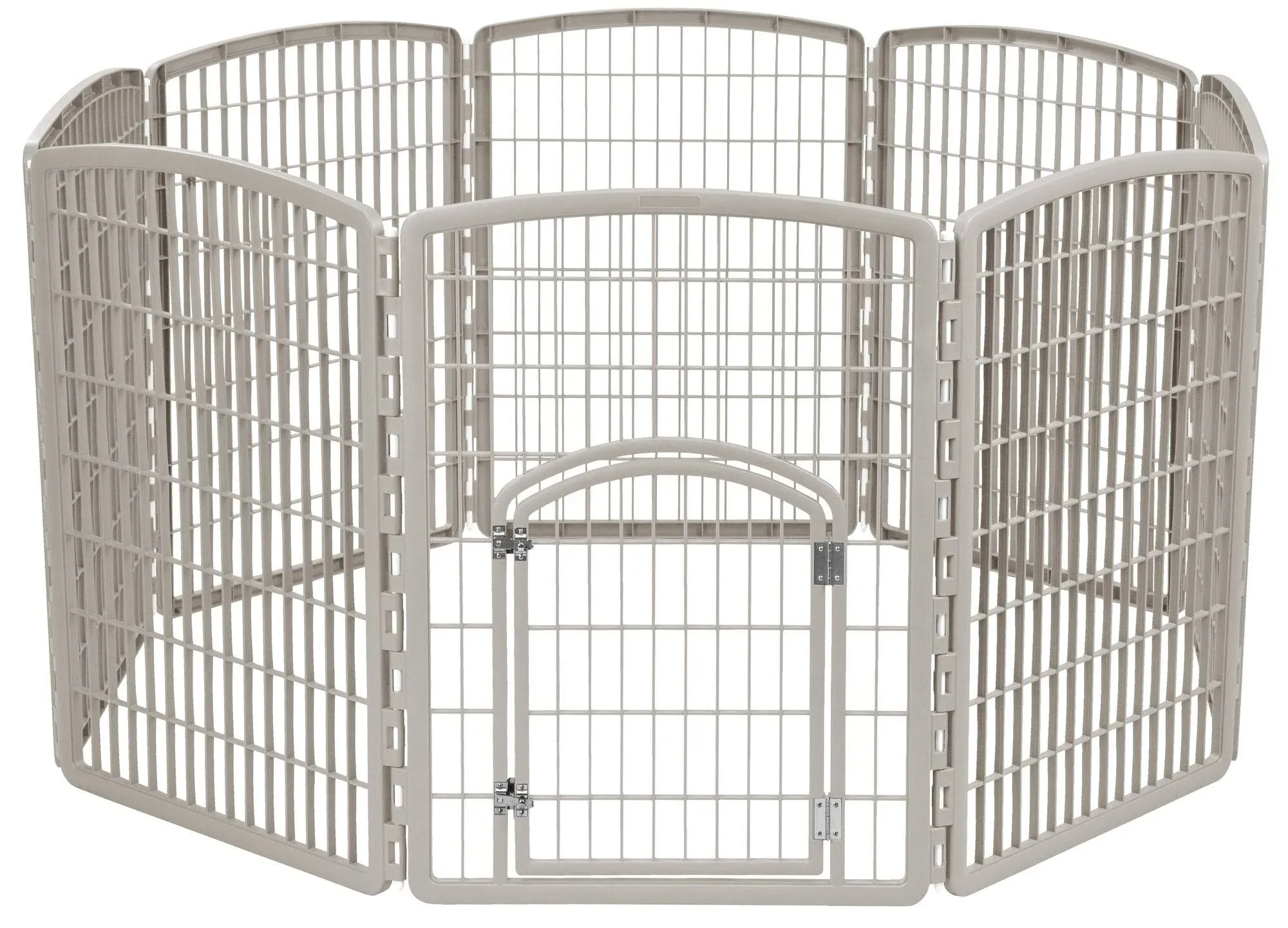 Iris USA 34 inch Exercise 8-Panel Pet Playpen with Door, Chrome