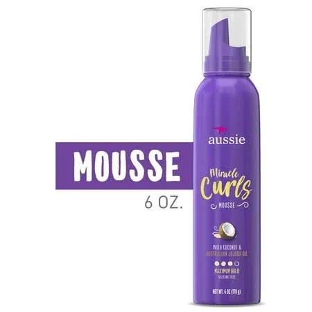 Aussie Miracle Curls Styling Hair Mousse with Coconut 6 Oz.,2 Packs