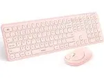 seenda Pink Wireless Keyboard and Mouse Set, 2.4g USB Ultra Slim Full-Size Cordless Keyboard & Mouse Combo for Windows PC Computer Laptop Desktop - HO