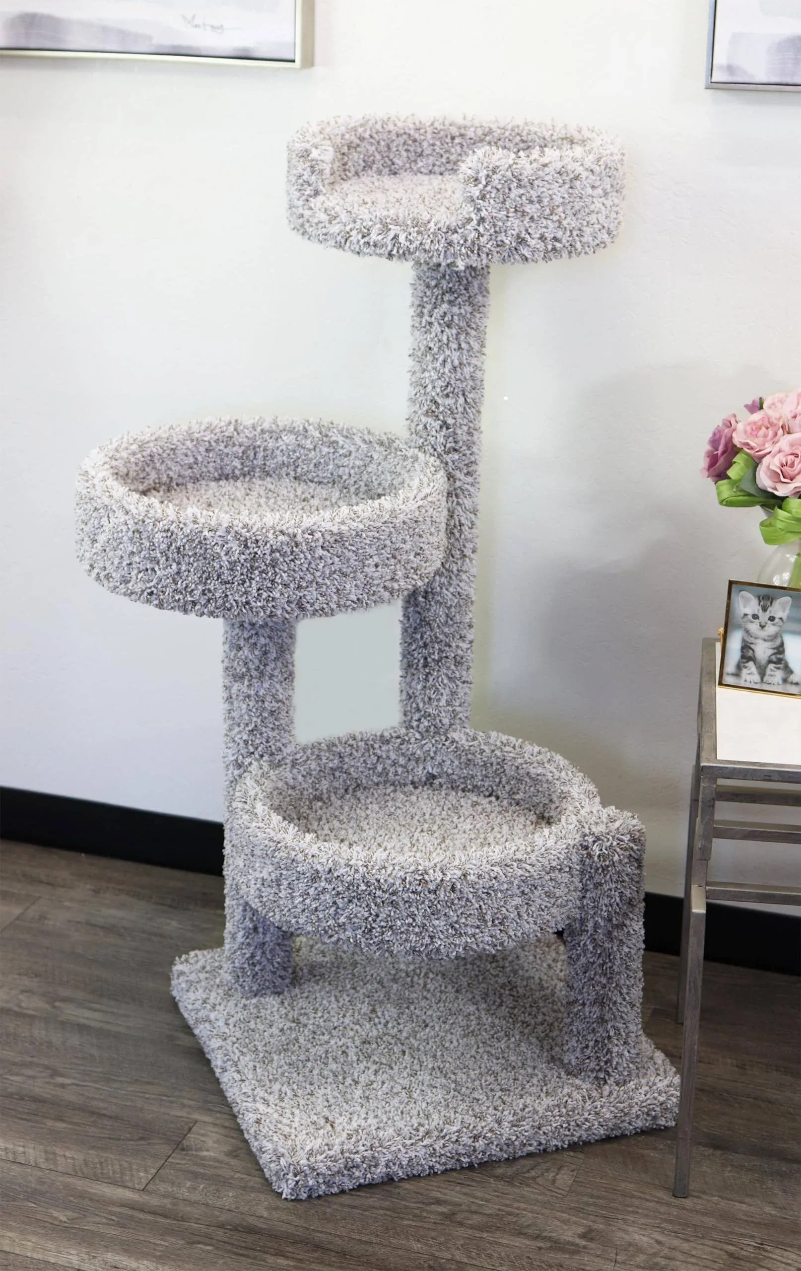 New Cat Condos 3 Tier Carpeted Cat Tree