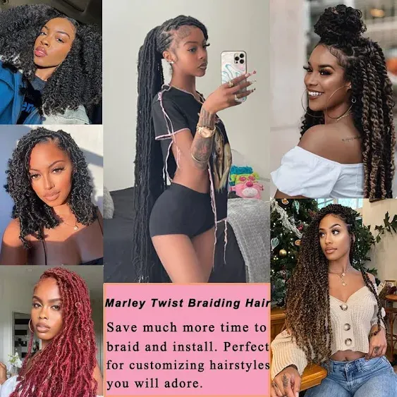 Marley Hair 12 Inch 8 Packs Pre Separated Springy Afro Twist Hair T Gray Marley Twist Braiding Hair for Faux Locs Crochet Hair Pre Fluffed Spring Twist Hair Synthetic Pre Stretched Wrapping Hair for