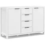 SIMPLIHOME Hollander SOLID WOOD 54 Inch Wide Contemporary Sideboard Buffet in White, For the Dining Room and Kitchen