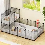 YITAHOME Guinea Pig Cage, Indoor C&C Small Animal Cage with Waterproof Plastic Liner, Loft and Partition for Bunny, Chinchilla and Hamster, Habit