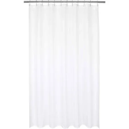 Barossa Design Waterproof Fabric Shower Curtain or Liner Microfiber 72" W x 80" H - Extra Long, Hotel Quality, Machine Washable, White Shower Liner for Bath Tub, 72x80 Inches