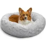 Best Friends by Sheri The Original Calming Donut Dog and Cat Bed in Lux Fur Gray, Medium 30"x30"