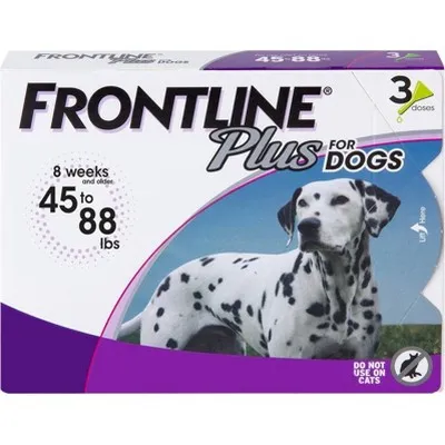 Frontline Plus Flea and Tick Control for 23-44 lbs Dogs, 3 Doses