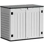 Greesum Outdoor Horizontal Resin Storage Sheds 34 Cu. ft. Weather Resistant Resin Tool Shed, Extra Large Capacity Weather Resistant Box for Bike, Garb