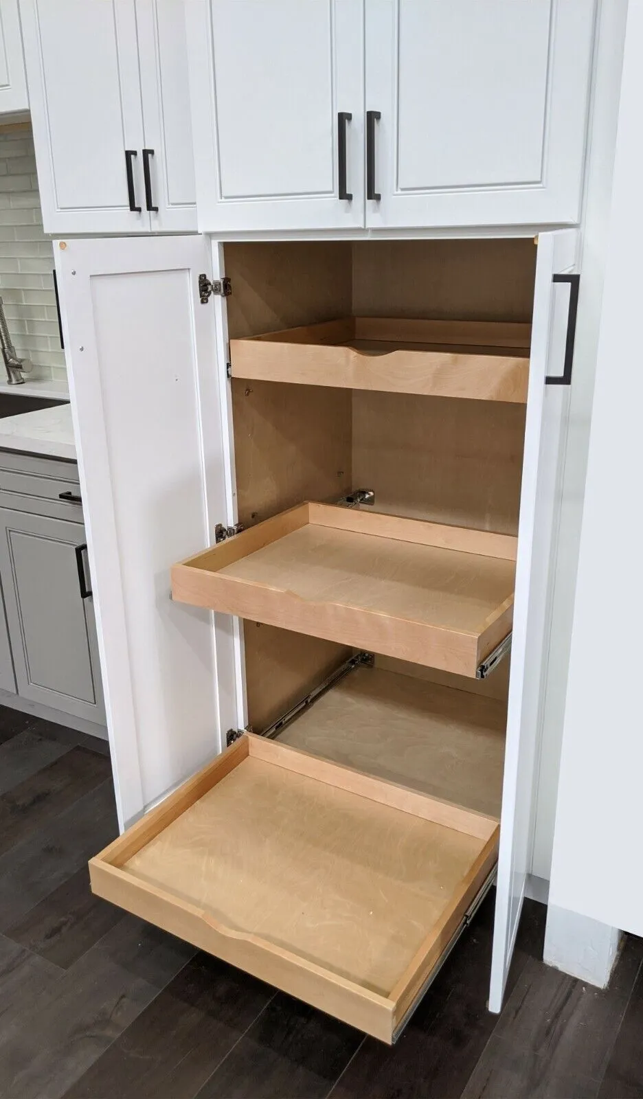 Cabinet Roll Out Tray Wood Pull Out Drawer, Kitchen Organizer Box, Pullout Tray   | eBay