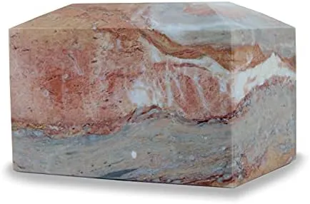 Rosemary Marble Box Cremation Urn - Extra Large - Holds Up to 250 Cubic Inches of Ashes - Rosemary Pink Burial Urns for Ashes