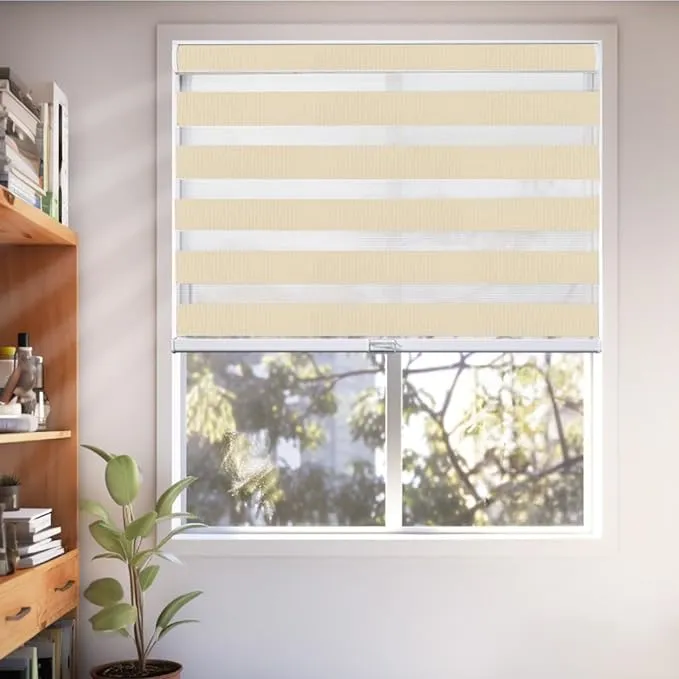 CHICOLOGY Zebra Roller Shade Window Zebra Blind Light Filtering Basic Slate 34 W X 72 H