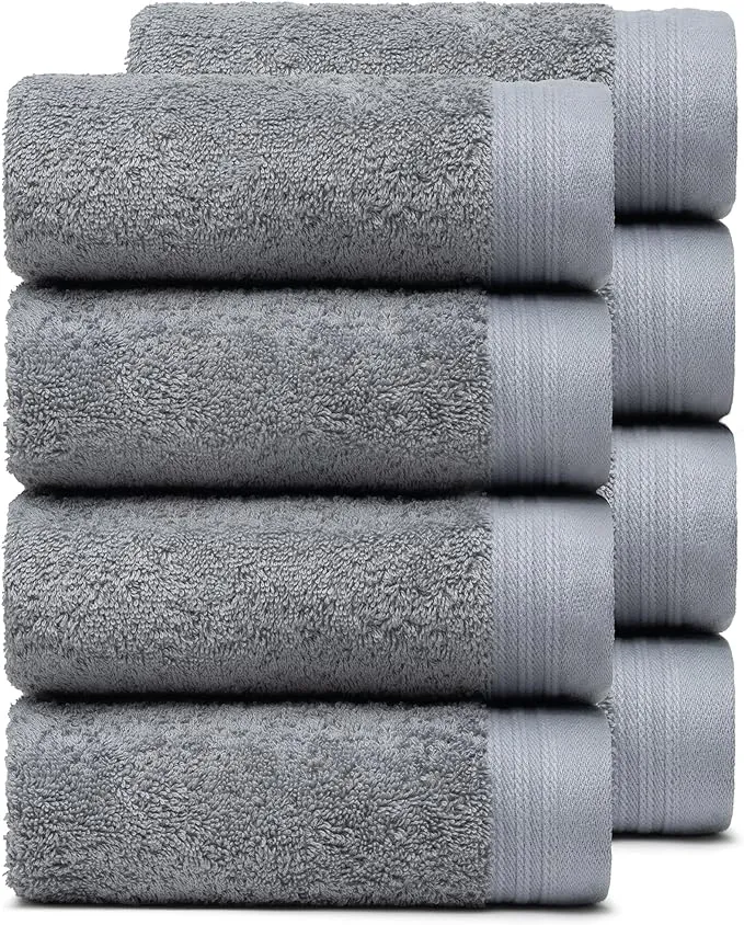 Weidemans Premium Towel Set of 4 Hand Towels 18" x 30" Color: Dark Grey |100% Cotton|4 Ultra Soft and Highly Absorbent Hand Towels for Bathroom, Gym