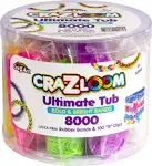 Cra Z Art Cra-Z-Loom Ultimate Tub 8000 Latex Free Rubber Bands and 100 “S” Clips for Making Crafts in Bold and Bright Colors, multi