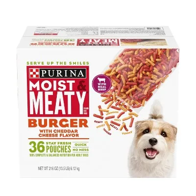 Moist & Meaty Dog Food, Burger with Cheddar Cheese Flavor