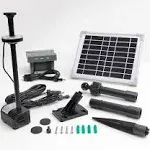 Solar Water Pump with Backup Battery and Fountain Lights for Birdbath, Fountain, Small Pond, Garden Decoration (Battery and Lights Included)